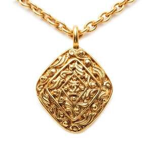 CHANEL Gold Diamond Logo Necklace